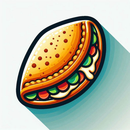 Vector illustration of hot dog. Icon of fast food. Vector illustration.のイラスト素材
