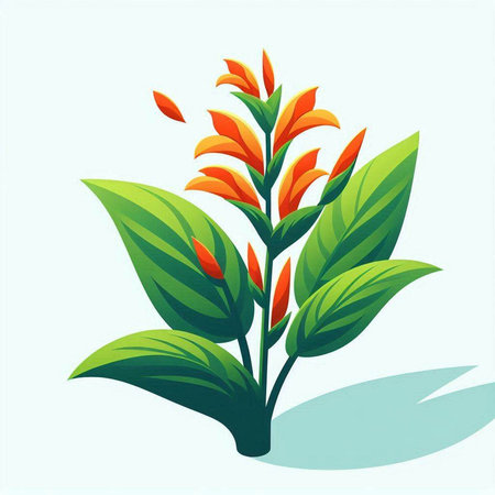 Illustration of a tropical flower on a light background. Vector.のイラスト素材