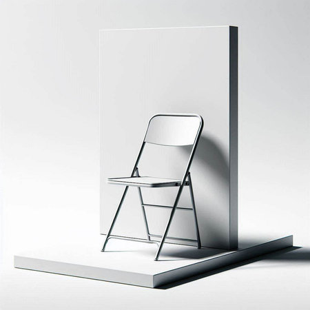 A 3d render of a metal chair on a white background.のイラスト素材