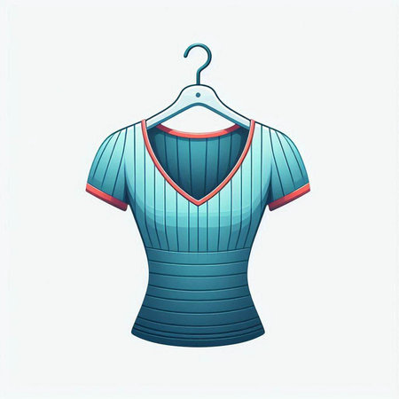 Illustration of a blue t-shirt on a hanger.のイラスト素材