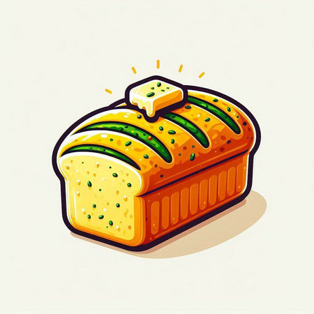 Illustration of a loaf of bread with butter, vector illustration.のイラスト素材