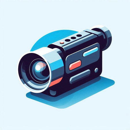 Digital video camera on blue background. Vector illustration. Eps 10.のイラスト素材