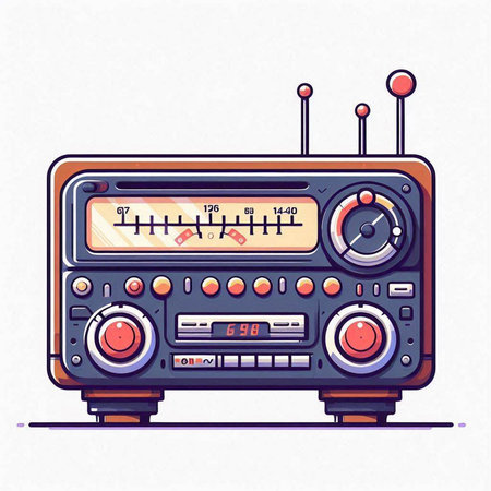 Retro radio vector illustration. Vintage style. Vector illustration of radio.のイラスト素材