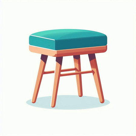 Illustration of a wooden stool on a white background. Vector illustrationのイラスト素材