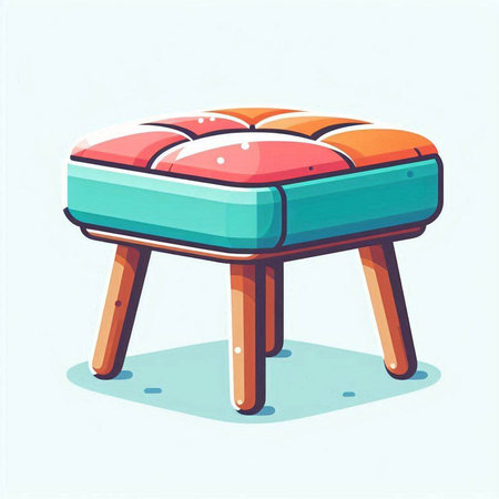 Illustration of a wooden stool in cartoon style. Vector illustration.のイラスト素材