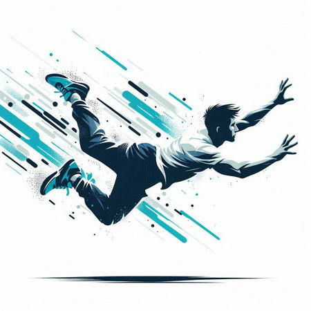 Hip hop dancer jumping in the air. Grunge vector illustration.のイラスト素材