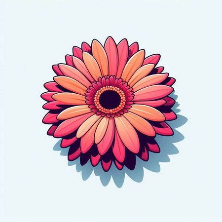 Pink gerbera flower on a white background. Vector illustration.のイラスト素材