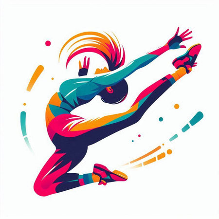 Dancing girl. Colorful vector illustration on a white background.のイラスト素材