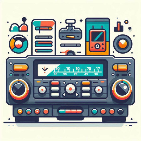 Retro radio vector illustration in flat style. Retro radio concept.のイラスト素材
