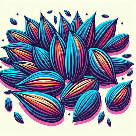 Vector illustration of a lotus flower with blue and orange petalsのイラスト素材