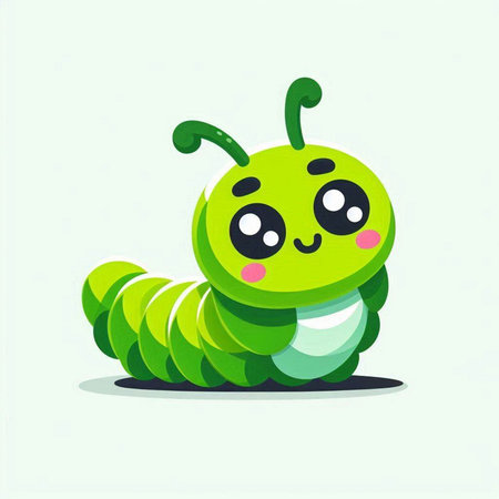Cute cartoon caterpillar. Vector illustration isolated on white background.のイラスト素材