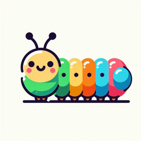 Cute cartoon caterpillar. Vector illustration. Isolated on white background.のイラスト素材