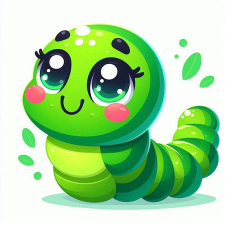 Cute cartoon caterpillar. Vector illustration isolated on white background.のイラスト素材