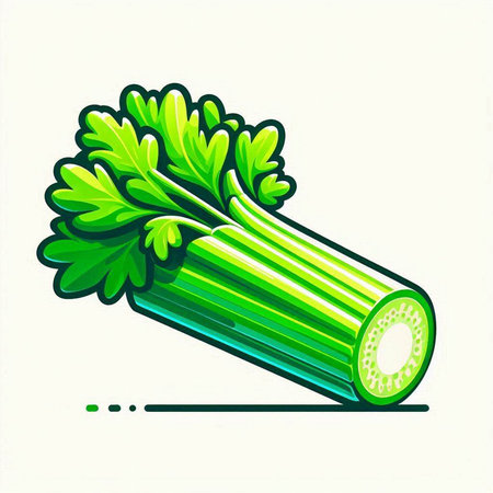 Illustration of fresh celery on white background, vector illustration.のイラスト素材