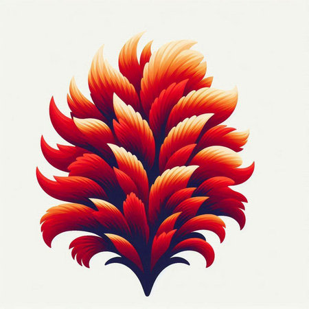 Illustration of an abstract red flower on a white background with copy spaceのイラスト素材