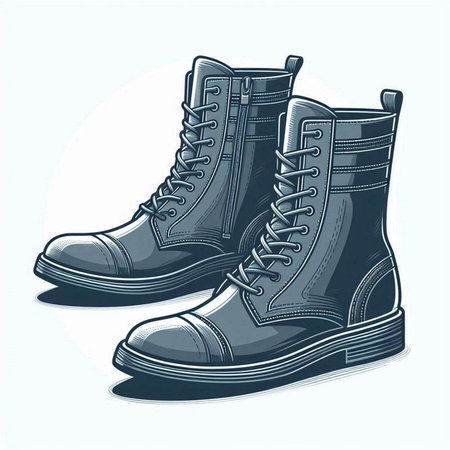 Sketch of a pair of winter boots. Vector illustration.のイラスト素材