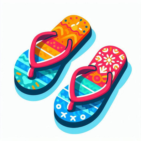 Flip flops isolated on a white background. Vector illustration.のイラスト素材