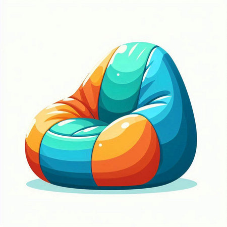 Cartoon inflatable chair isolated on white background. Vector illustration.のイラスト素材
