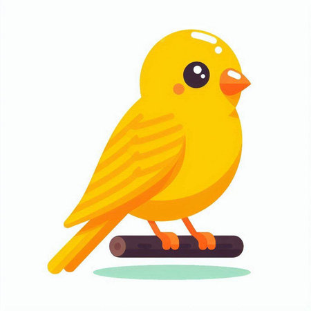 Cute yellow bird on a white background. Vector illustration in flat style.のイラスト素材