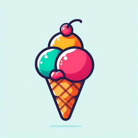 Ice cream vector illustration. Ice cream in a waffle cone.のイラスト素材