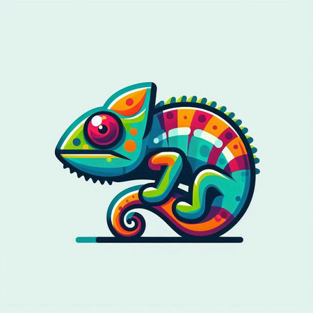 Colorful chameleon logo. Vector illustration of chameleon.のイラスト素材