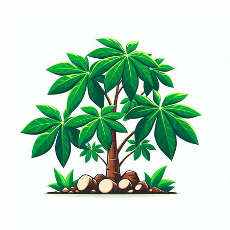 Palm tree with coconut isolated on white background. Vector illustration.のイラスト素材