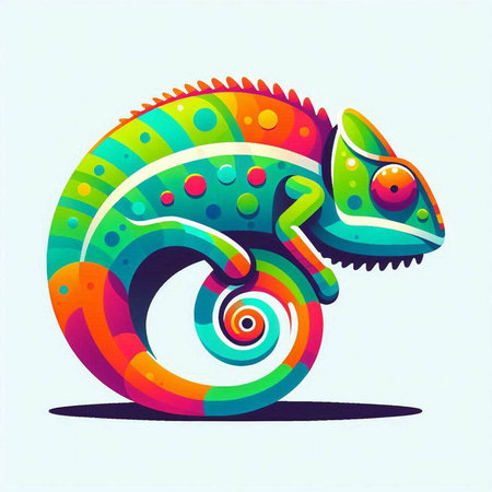 Colorful chameleon on a white background. Vector illustration.のイラスト素材