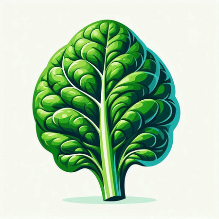 Illustration of a green leaf of chard on a white backgroundのイラスト素材