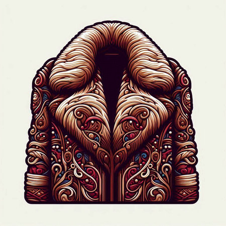 Vector illustration of a coat with a hood in the style of bohoのイラスト素材