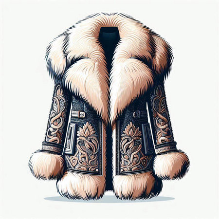 Fur coat with a pattern on the fur. Vector illustration.のイラスト素材