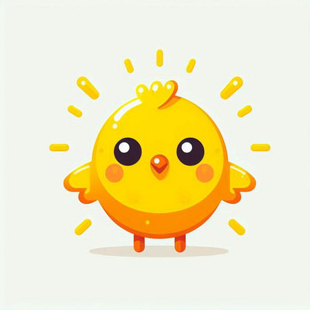 Cute cartoon yellow chicken isolated on white background. Vector illustration.のイラスト素材
