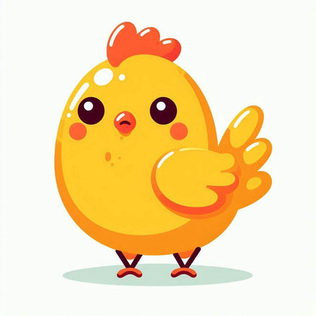 Cute cartoon chicken character isolated on white background. Vector illustration.のイラスト素材
