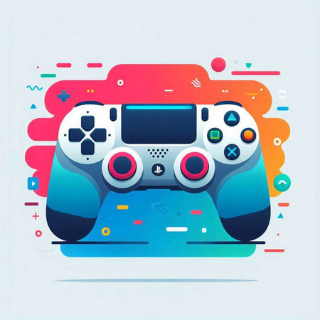 Gamepad on colorful background. Vector illustration in flat design style.のイラスト素材