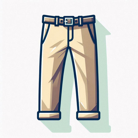 Men's jeans. Vector illustration of a man's pants with a belt.のイラスト素材