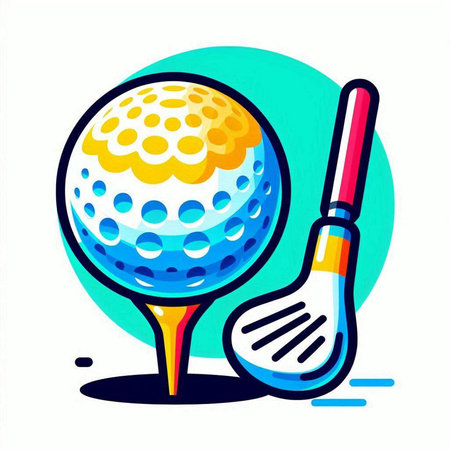 Golf ball and golf club on white background. Vector illustration.のイラスト素材