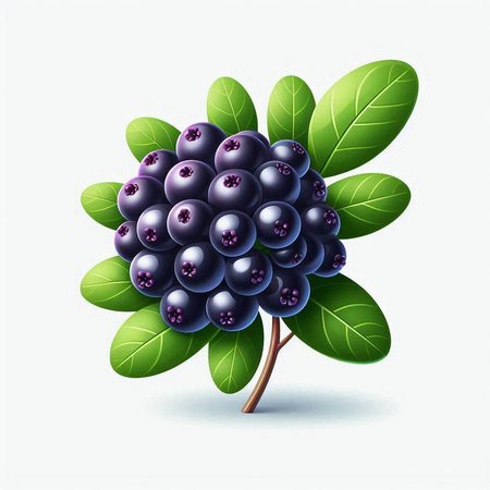 Blackberry with green leaves isolated on white background. Vector illustration.のイラスト素材