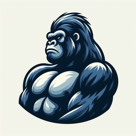 Gorilla mascot. Vector illustration of a gorilla in profile.のイラスト素材
