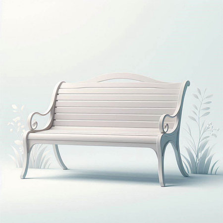 White bench on a light background. Vector illustration for your design.のイラスト素材