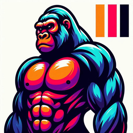 Gorilla. Illustration of a strong male gorilla. Vector illustration.のイラスト素材