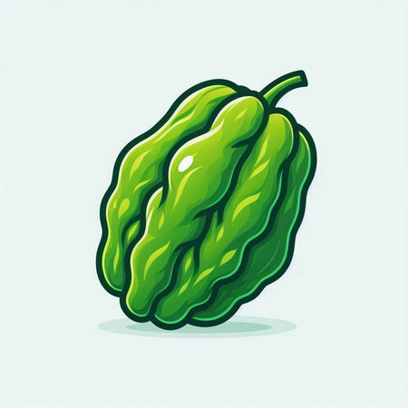 Green papaya fruit. Vector illustration of a green papaya.のイラスト素材
