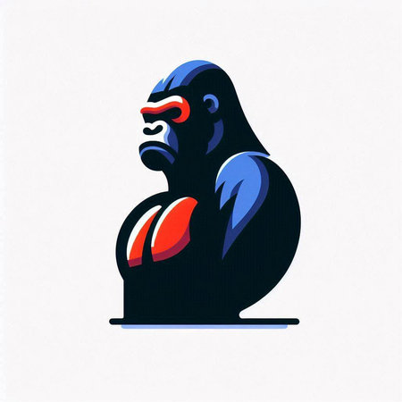 Gorilla in the style of the 80s. Vector illustration.のイラスト素材