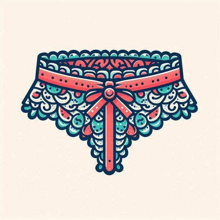 Hand drawn vector illustration of a women's panties with a bow.のイラスト素材
