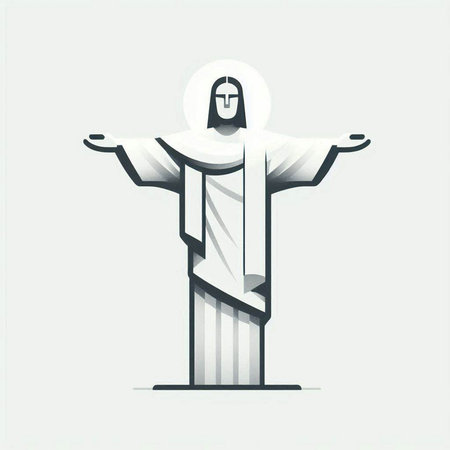 Illustration of Jesus Christ with open arms, vector graphic illustration.のイラスト素材