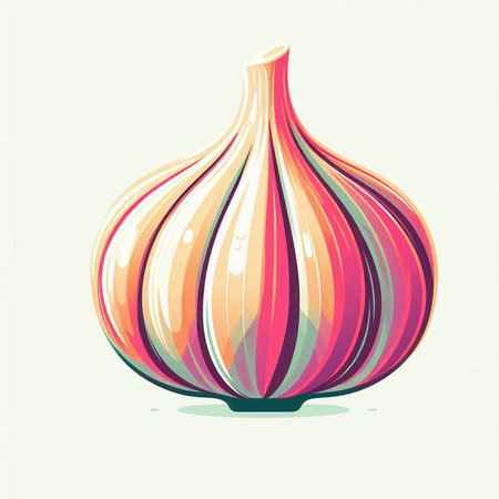 Garlic vector illustration. Vector illustration of a fresh organic garlic.のイラスト素材