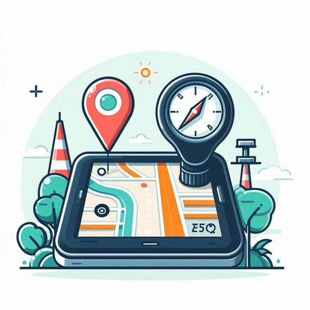 GPS navigation vector illustration. Flat design style modern vector illustration.のイラスト素材