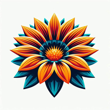 vector illustration of a stylized flower in the form of a sunflowerのイラスト素材