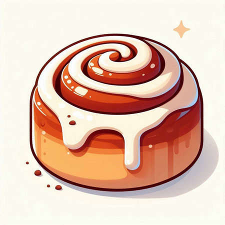 Cinnamon roll. Vector illustration of a sweet roll with cream.のイラスト素材