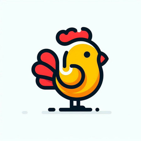 Cute cartoon chicken vector illustration. Colorful doodle chicken icon.のイラスト素材