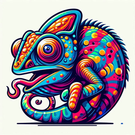 Colorful chameleon on white background, vector illustration for your designのイラスト素材