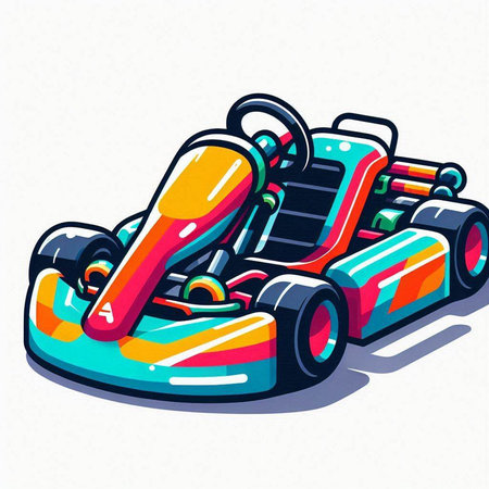 Colorful karting car on white background. Vector illustration.のイラスト素材
